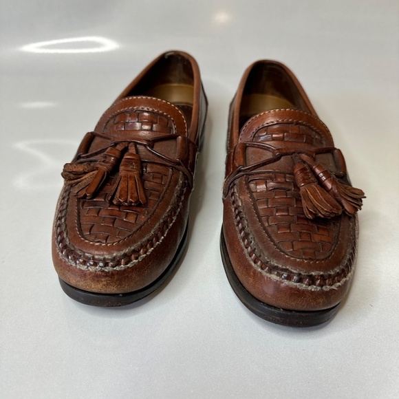 Johnston & Murphy Passport Brown Leather Tasseled Woven Loafers Men\'s 10.5 N main image 5